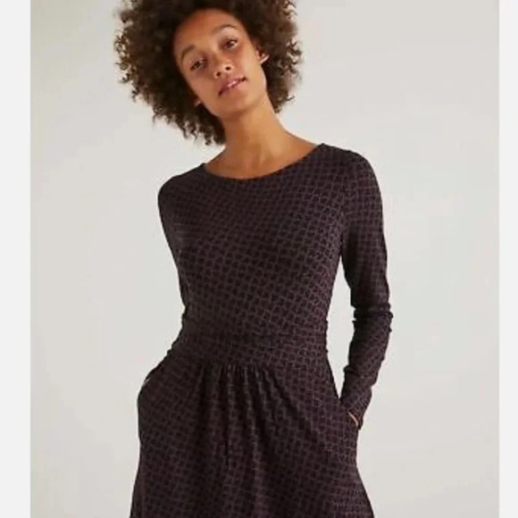 Boden Abigail Jersey Knit Leaf Print Midi Dress - Picture 2 of 8